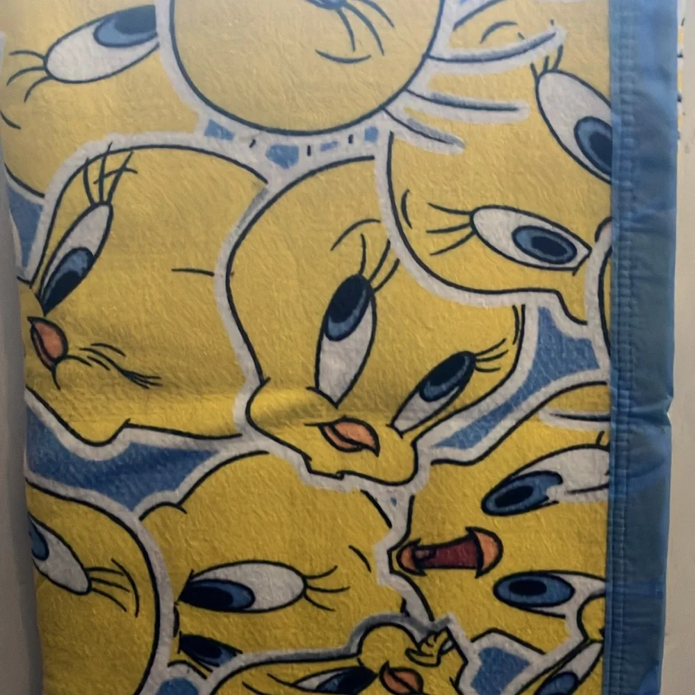 Vintage Tweety Bird,‎ Blanket Looney Tunes, Twin 42x62 Blue and Yellow
